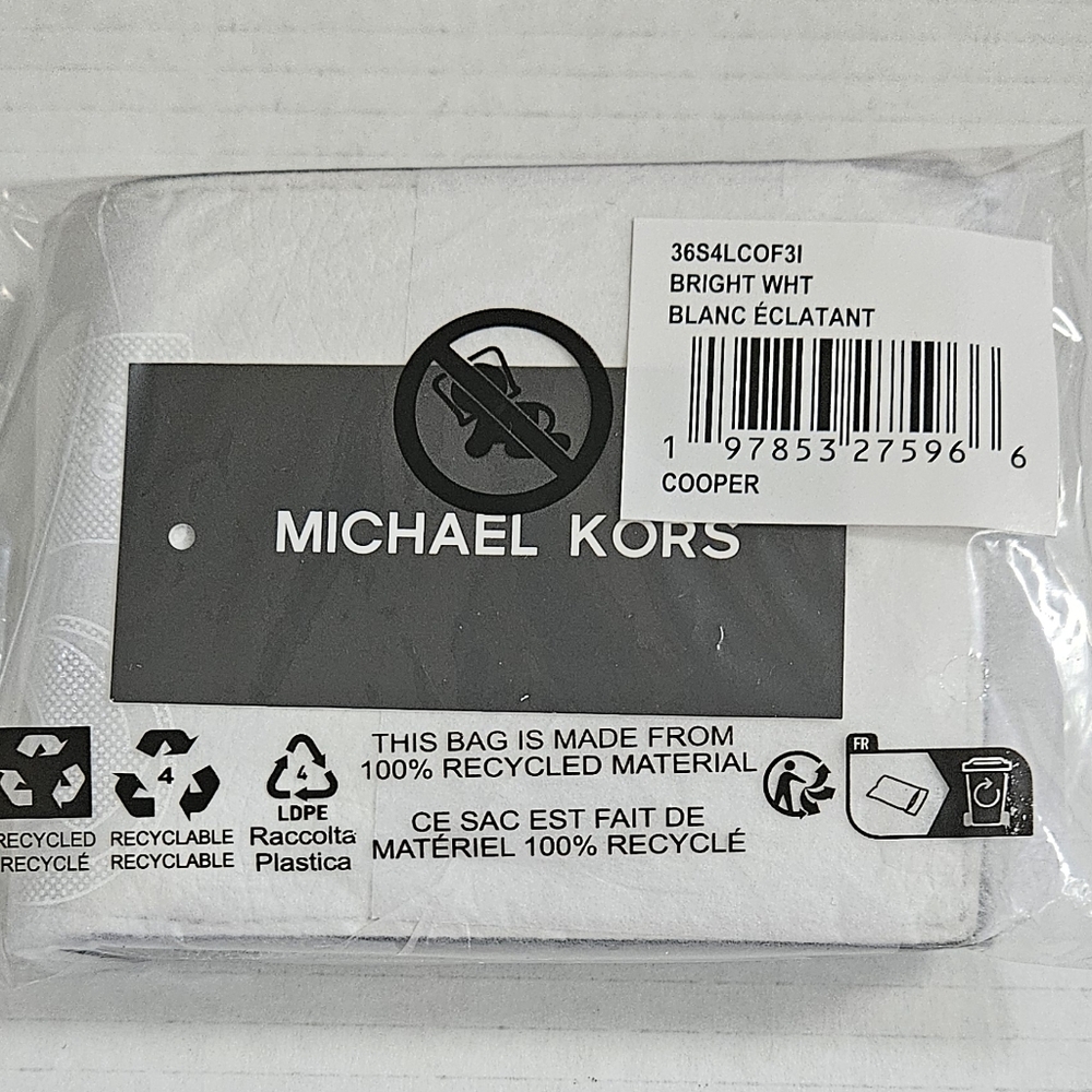 Michael Kors White Cooper Pebble Leather Bifold Wallet with Coin Pouch NWT - Picture 12 of 14